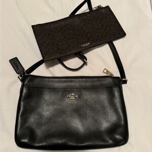 Black Coach shoulder bag with pouch